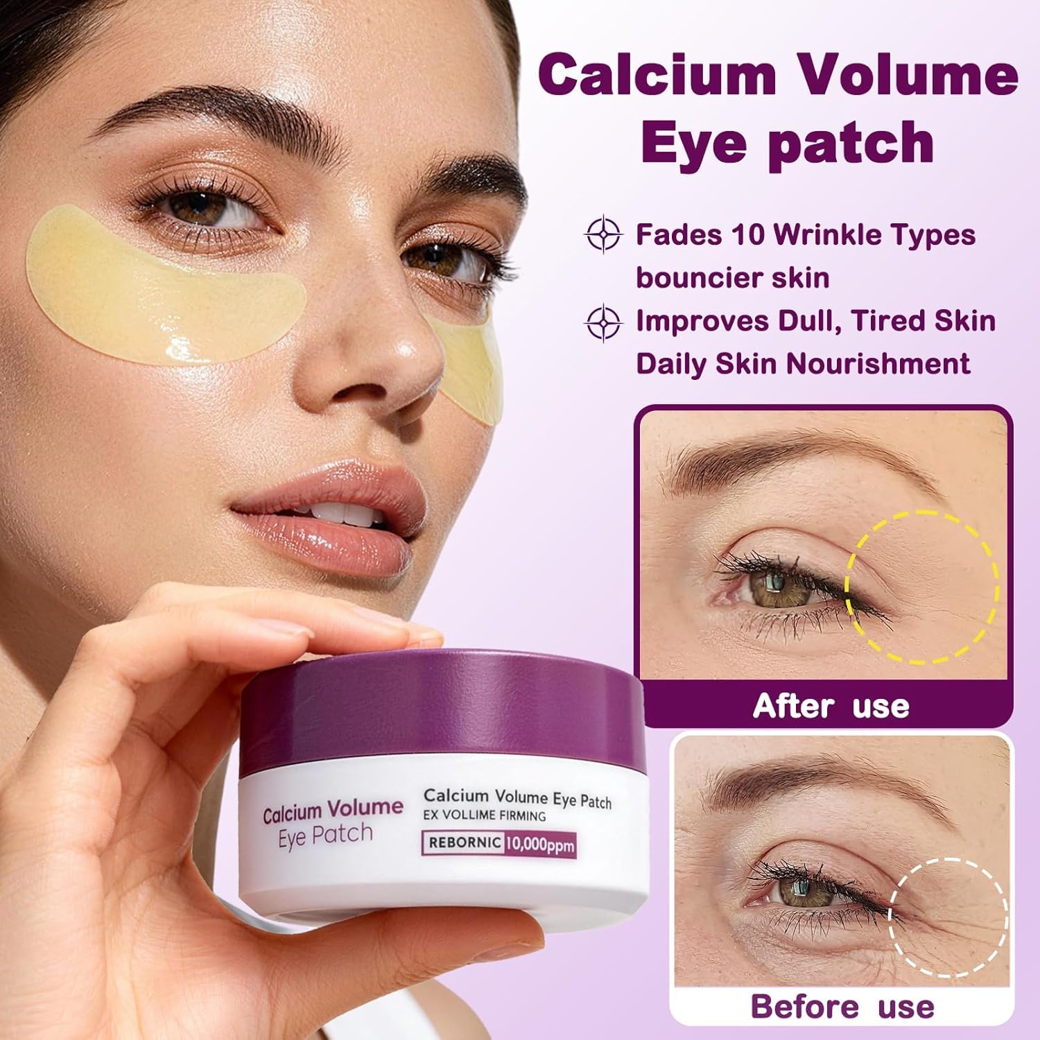 Calcium Daily Skincare Bundle with Calcium Volume Multi Balm Stick, Cream, Serum & Eye Patches for Hydrating, Firming, Smoothing,Collagen Boost & Pore Spot Skin Care,Gift & Travel Essentials for Women