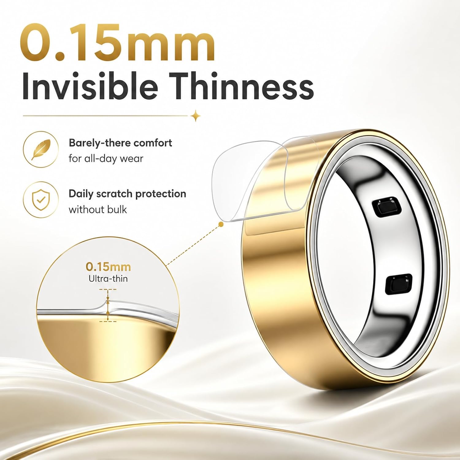 Compatible with Ringconn Gen 2 Cover,12 Pcs Fit for Ringconn Gen 2/Gen 2 Air Cover,Clear Invisible Ring Protector for Daliy Life(Size S for 7/8/9)