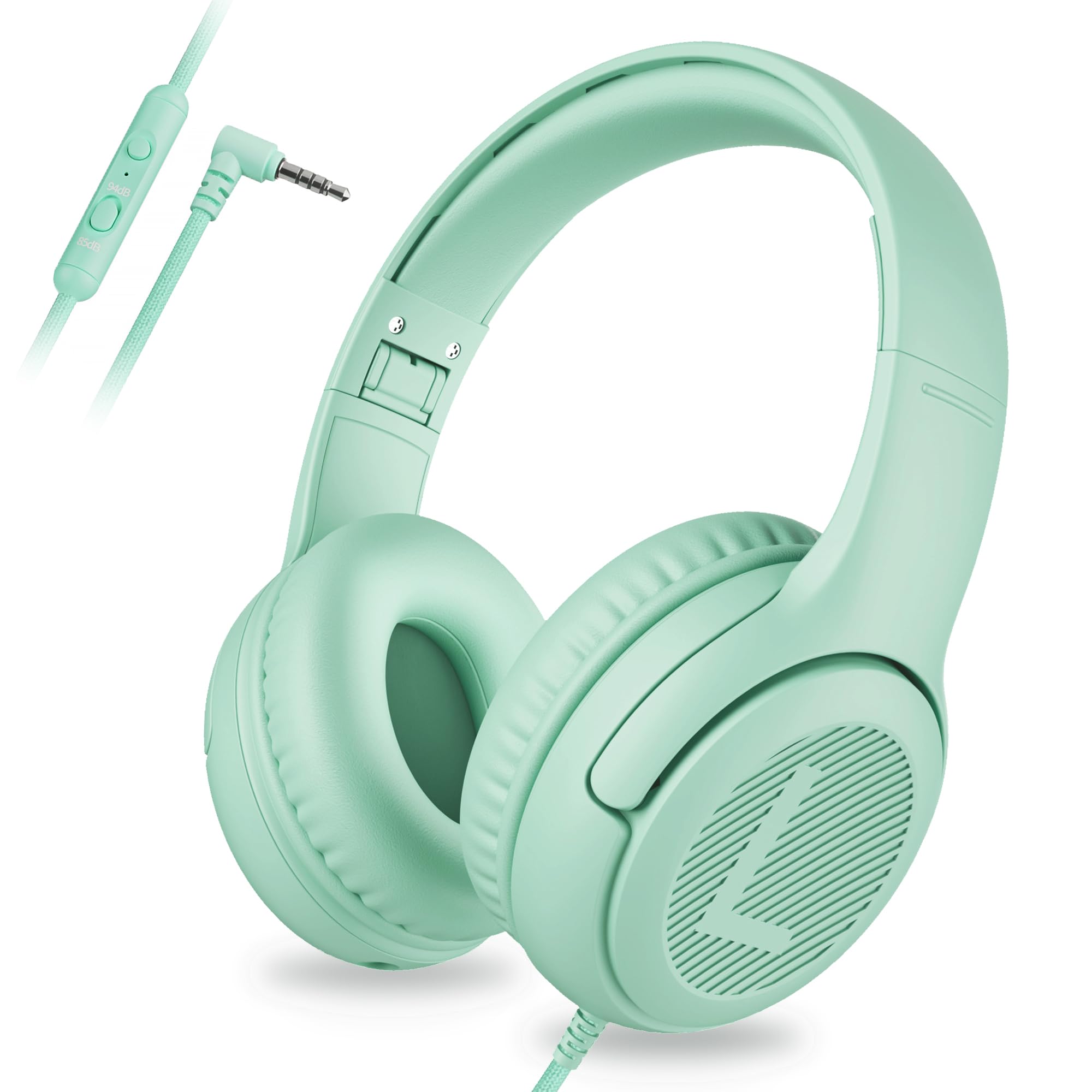 awatrue Kids Headphones for School Toddler Wired with Microphone Plug in Bulk Boys Headset Girls 3+ Year Old Green