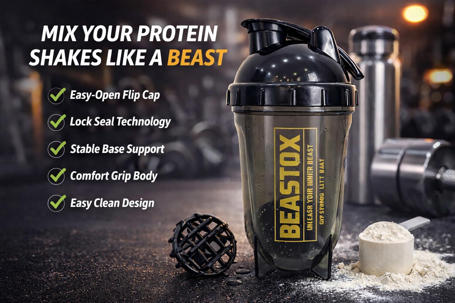 NIGHTFURY Protein Shaker Bottle, Leak Proof, BPA Free, 750ml Capacity, with Mixing Ball — Amazon image 8