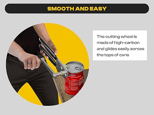 Miniatura 4 de Abrelatas resistente con imán  Abrelatas comercial manual para personas mayores, de mano, hoja afilada, borde liso, perilla plegable para un fácil