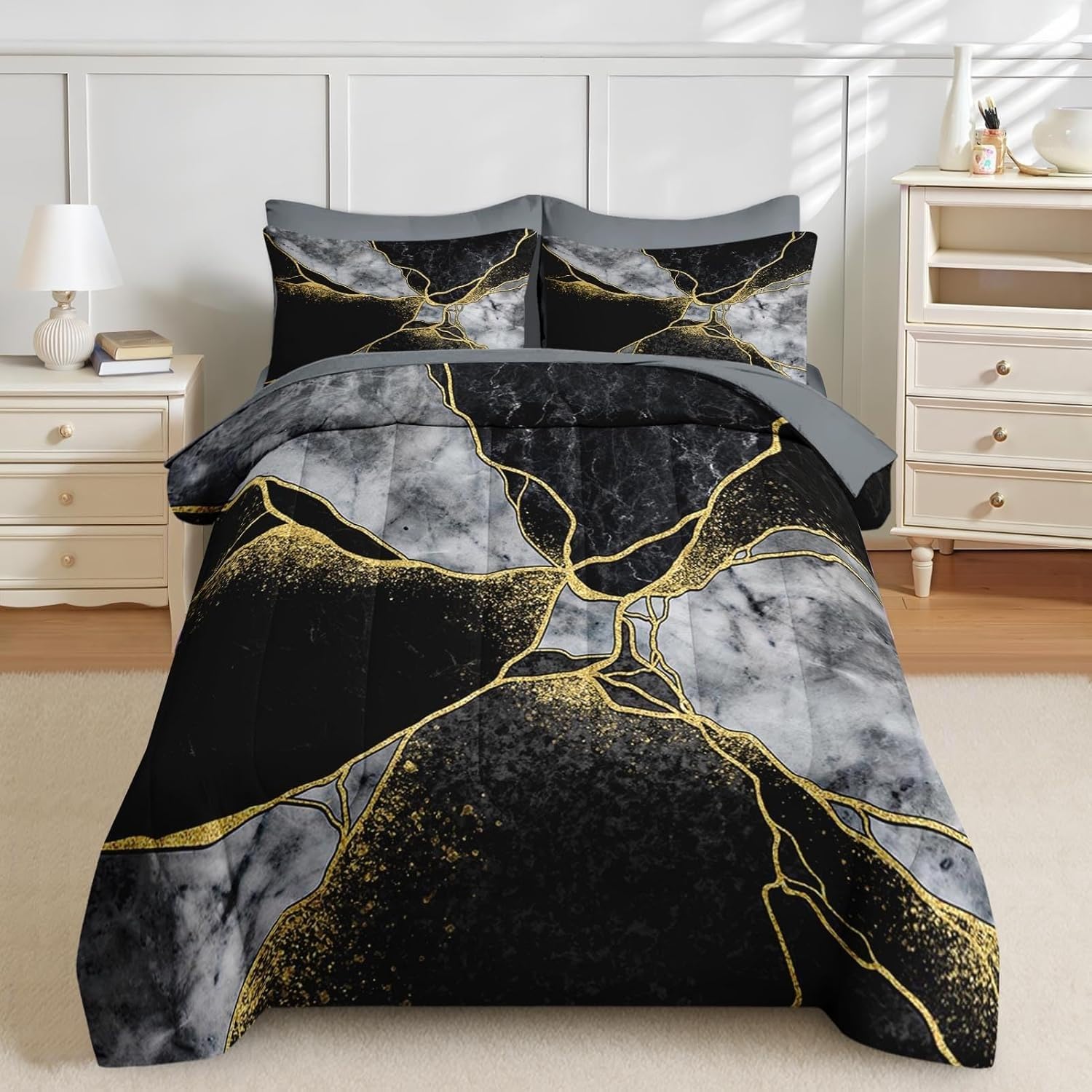 Couette 240x260 marbrée sans housse lavable avec 2 taies