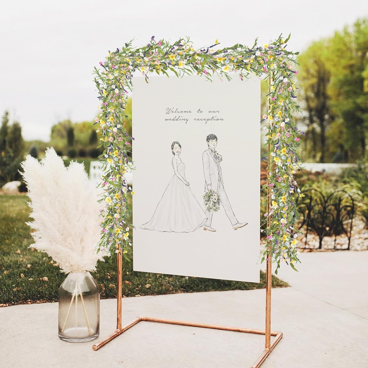 HUAESIN 5.9FT Wildflower Garland with Daisy Summer Spring Flower Garland Hanging Flower Garland for Mantle All Year Round Easter Wedding Indoor Fireplace Table Centerpiece Decor - Image 4