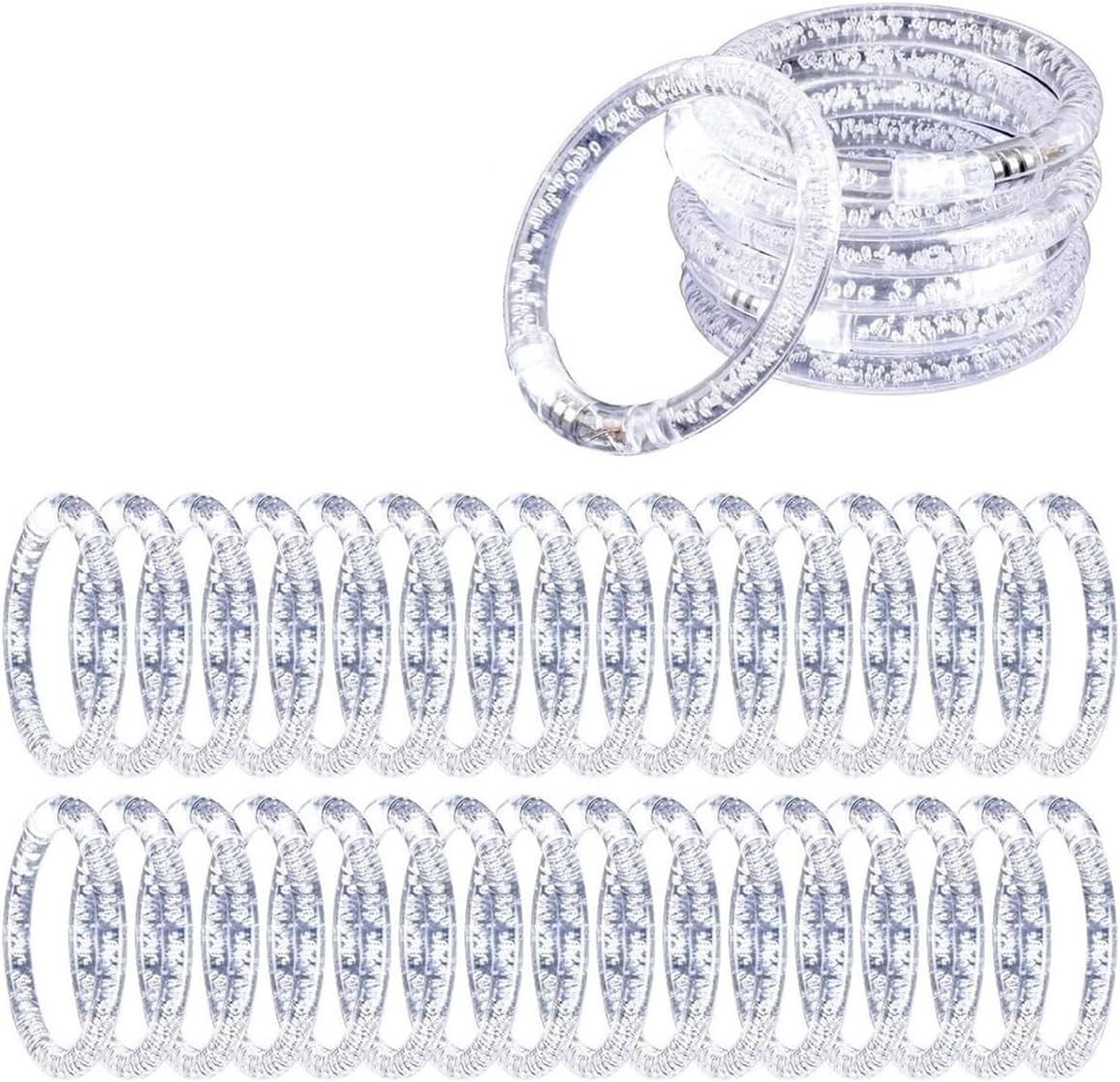 12/36PCS White Glowing Wristbands Wedding Party Glow Bracelets Flashing Wristbands Music Festival Glowing Decorative Props(36pcs)