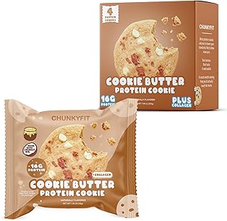 CHUNKYFIT Cookie Butter Protein Cookie - Made with Coconut Oil, Collagen and a Touch of Honey, Soft Baked Balanced Snack, Good for Post Workout Recovery, 16g Protein - 1.95 OZ - 4 Pack
