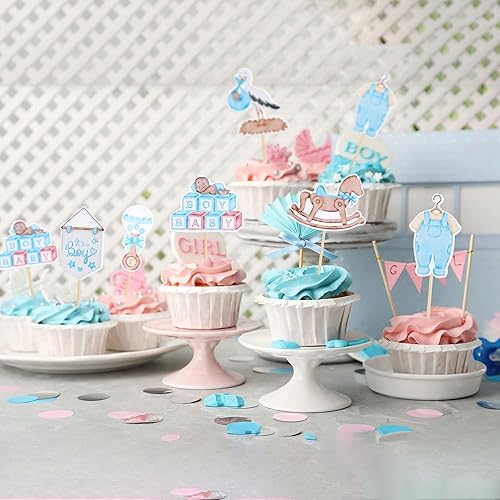 Miniatura 5 de Gyufise 36 piezas Oh Baby Cupcake Toppers Chupper Nube Luna Estrella Baby Boy Cupcake Picks Swan Baby Shower It's a Boy Cake Decoraciones para Baby