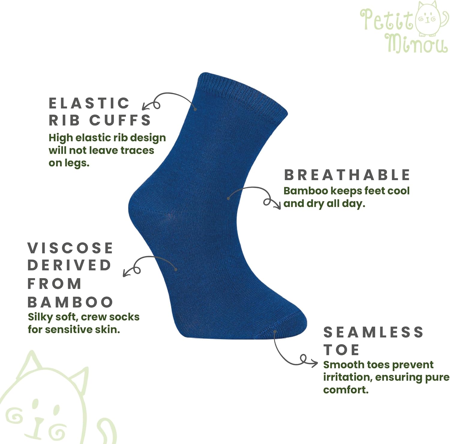 Mochi Kids Seamless-Toe Viscose derived from Bamboo Crew Socks (5-Pack) - Image 5