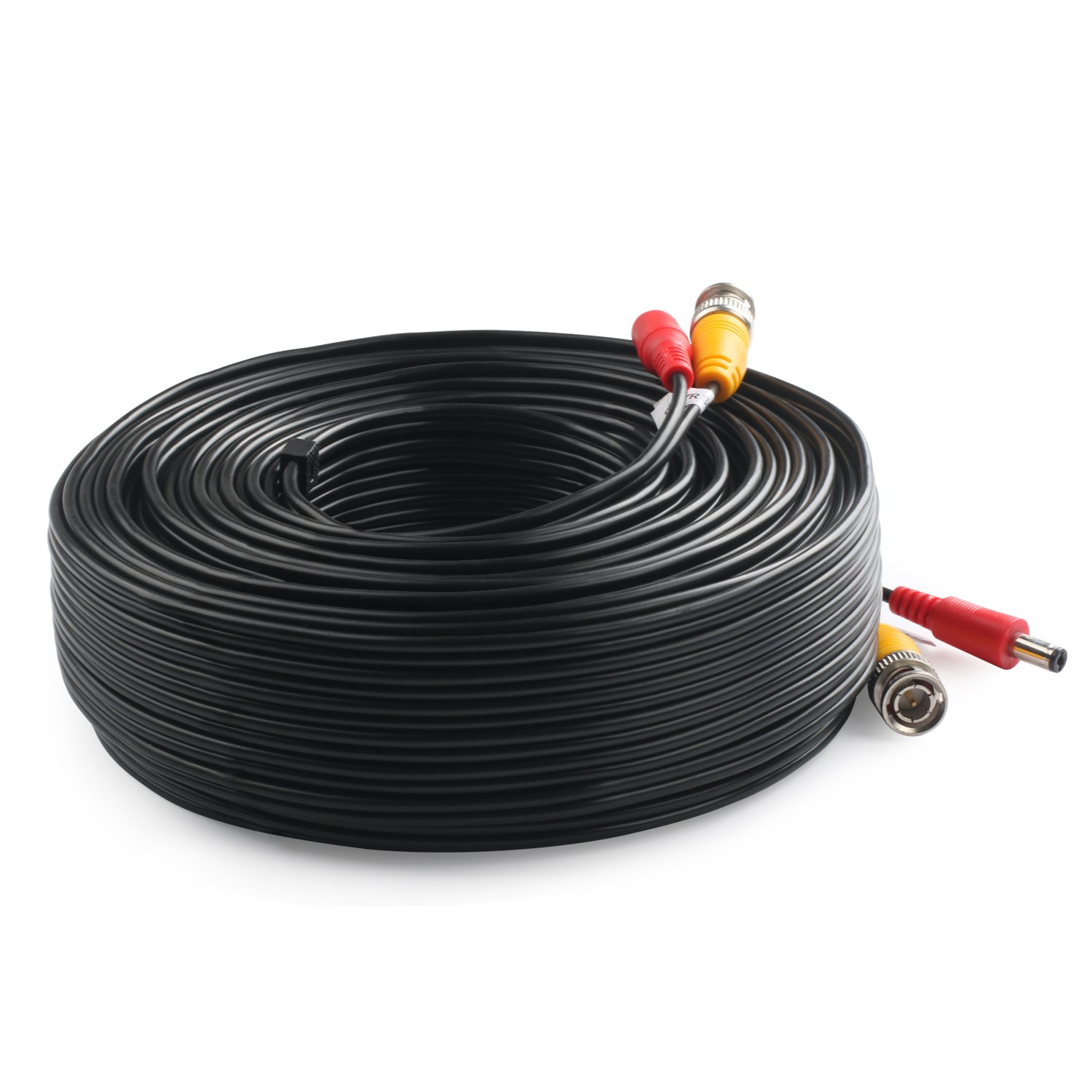 Postta BNC Video Power Cable (100 Feet) Pre-Made All-in-One Video Security Camera Cable Wire with Two Connectors for CCTV DVR Surveillance System