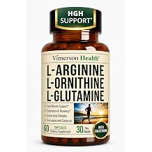 Vimerson Health L-Arginine L-Ornithine L-Glutamine with Colostrum HGH Supplements for Men & Women Muscle Growth & Recovery Support 60 Capsules 30-Day Supply