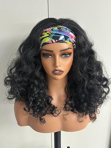 Miniatura 3 de Pelucas largas y onduladas con diadema para mujeres blancas, sin pegamento, media peluca de cabello sintético de aspecto natural con diadema