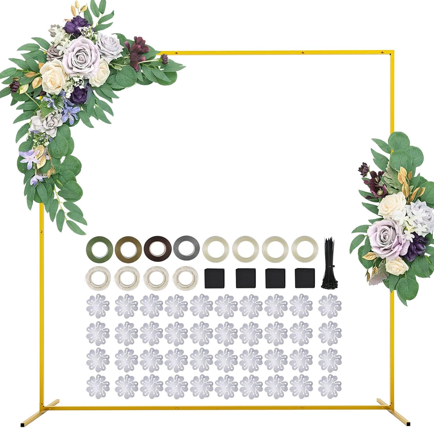 Wedding Arch Gold Backdrop Stand, 6.6x8.3 FT (6.6/3.3/5/8.3 FT) Arches for Ceremony Square, Strong Metal Balloon Arch Stand, Garden Arbor Frame for Baby Birthday Party Photo Background Decoration