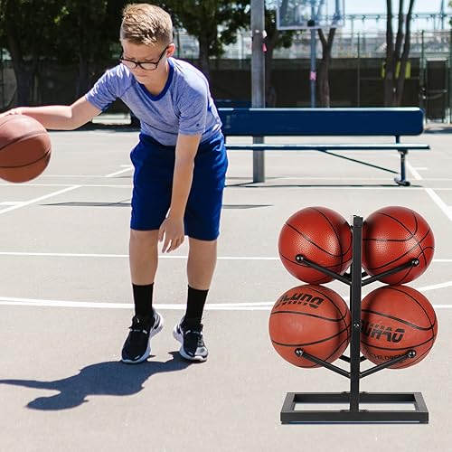Miniatura 6 de Organizador de baloncesto para almacenamiento de bolas de metal, almacenamiento deportivo para interiores y exteriores