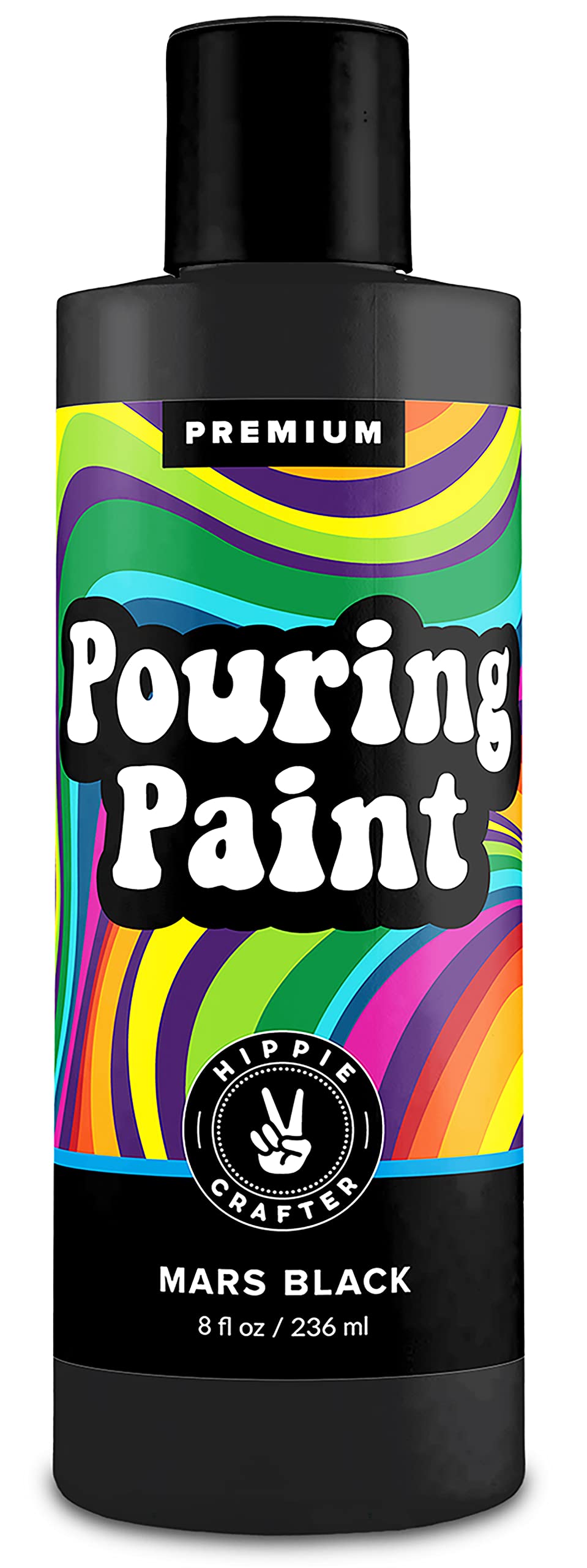 Black Acrylic Pouring Paint, Mars Black, 8oz (236ml) Bottle, for Pour Art and Flow Painting