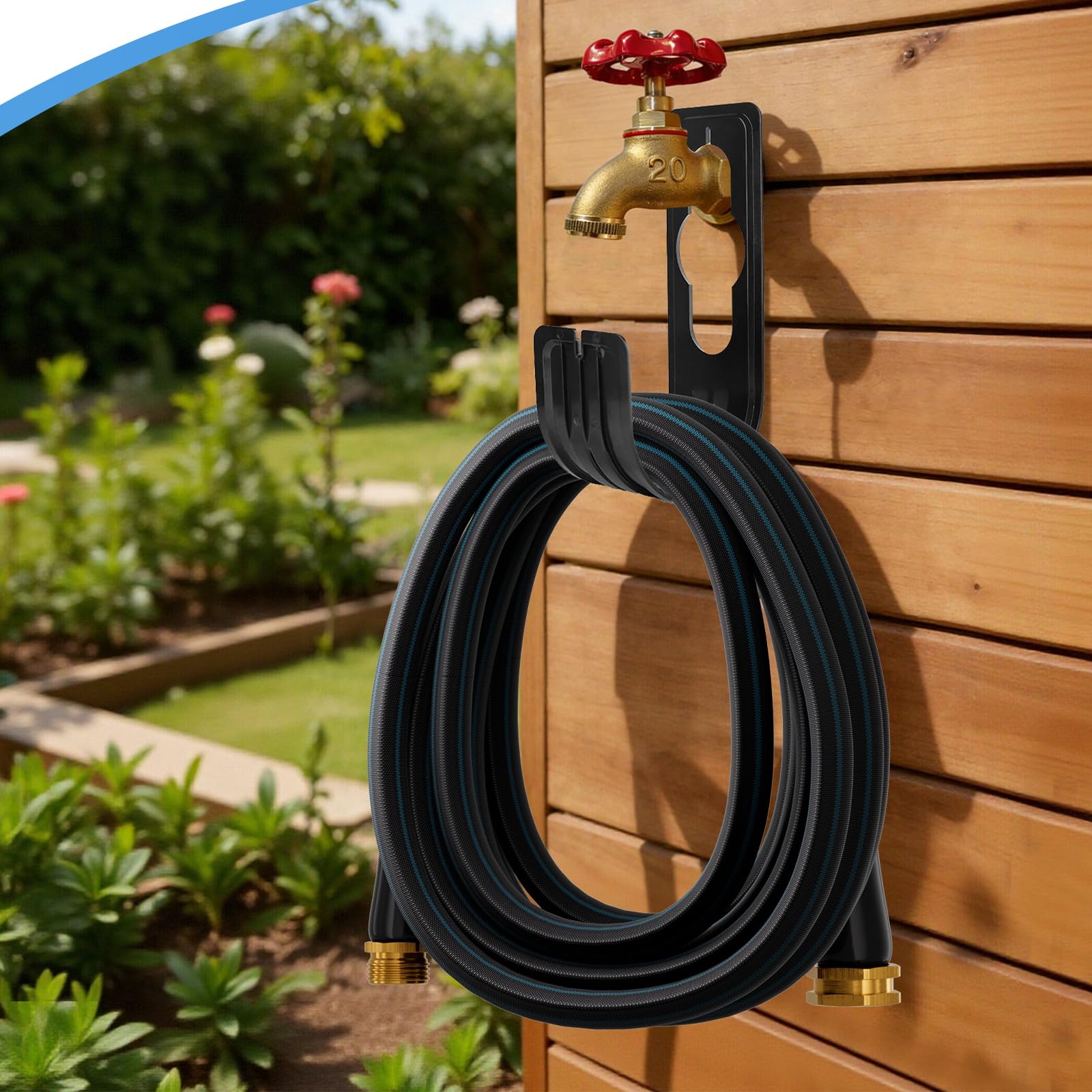 15,2 m langer, nicht dehnbarer Gartenschlauch, leicht und knickfrei, flexibler robuster Wasserschlauch für Rasen, Hof, Autowäsche (1,9 cm massive Messingbeschläge, knautschfest)-08
