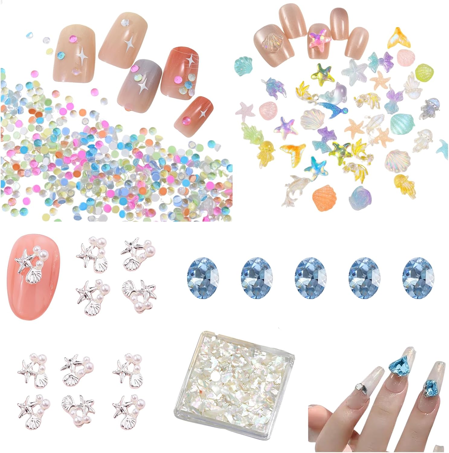Nail Client Loyalty Reward Card + Ocean Nail Charm Bundle