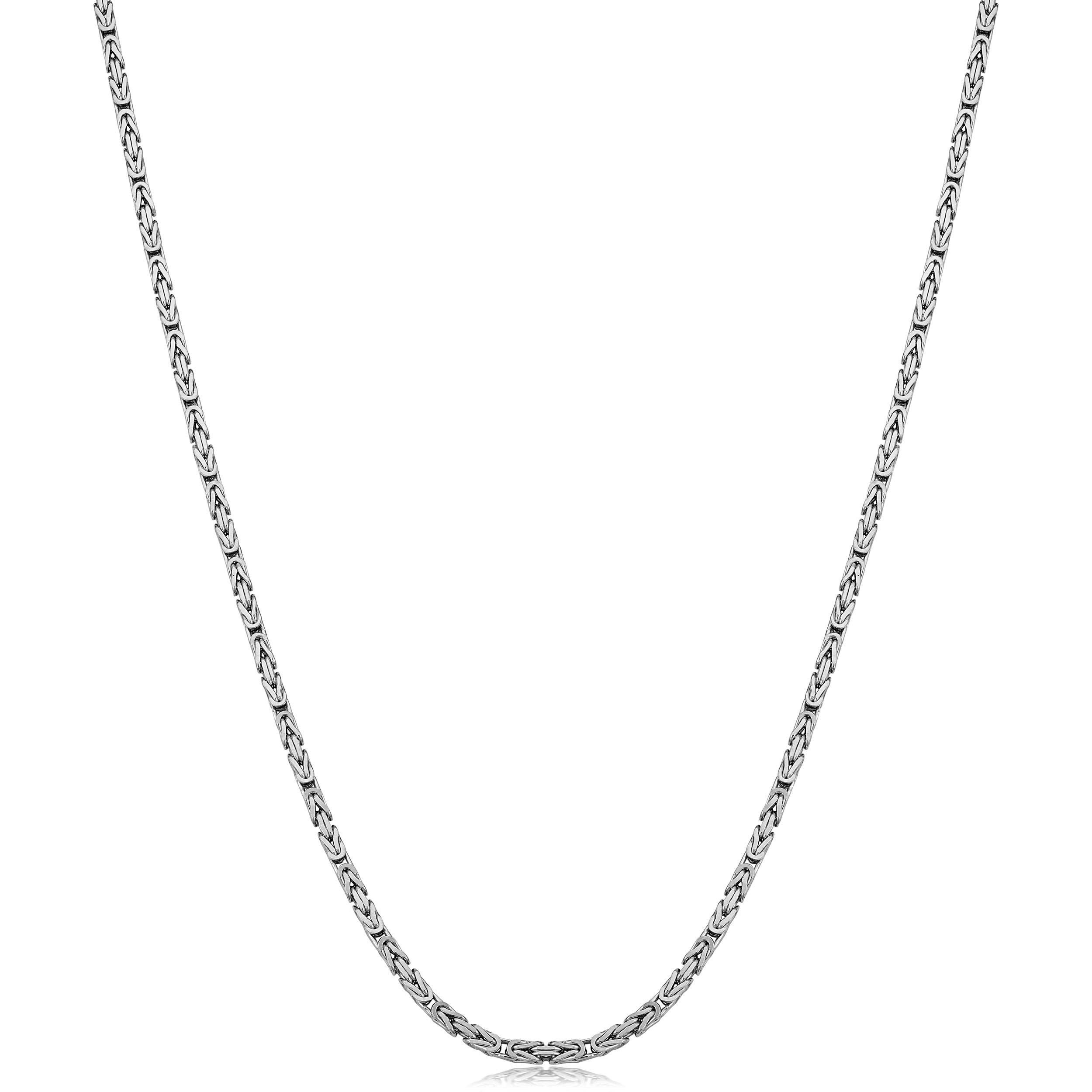 シルバー925製　ビザンチンチェーン　ネックレス　約63cm 極太　ロング Amazon | Kooljewelry スターリングシルバー ビザンチン チェーン