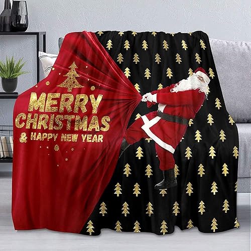 Vista 127 de LUVIVIHOME Manta de Feliz Navidad, bolas de Navidad azules doradas, manta de invierno con copos de nieve, manta individual, acogedora manta cálida