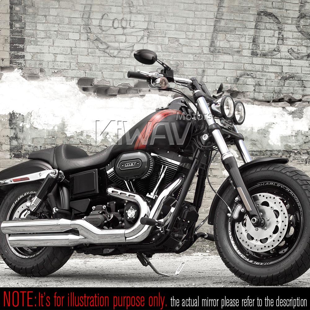 Amazon | KiWAV バイクミラー オーバル 黒 アルミ製 スロット付き柄