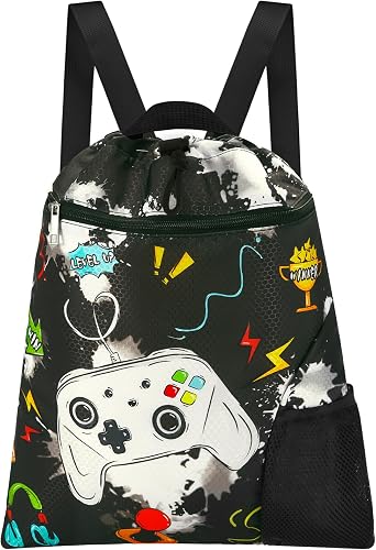 WAWSAM Gym Drawstring Backpack String Bag - 15 x 17 Sports Gym Bag for Kids Waterproof Swimming Beach Shopping Yoga Bag