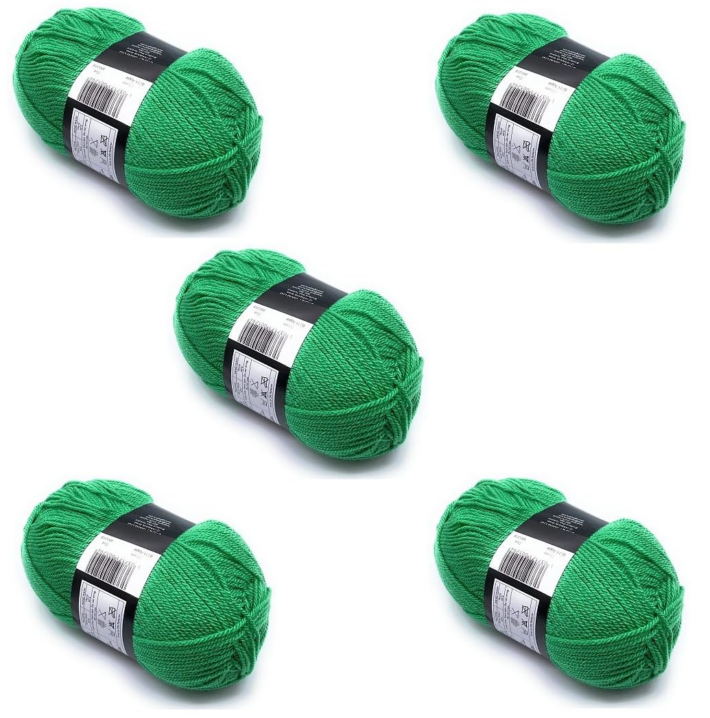 Lana doble verde manzana Cygnet para tejer jerséis sin nudos en pack de 5