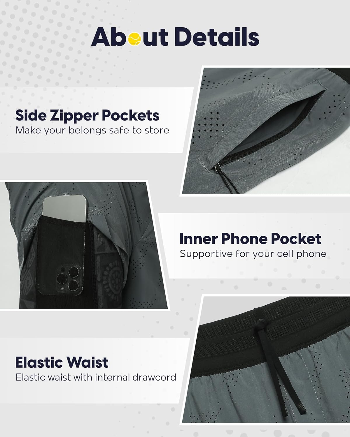 maamgic Men's 2 in 1 Gym Shorts 5 Inch Athletic Tennis Shorts Stretch Workout Running Shorts with Liner - Image 4