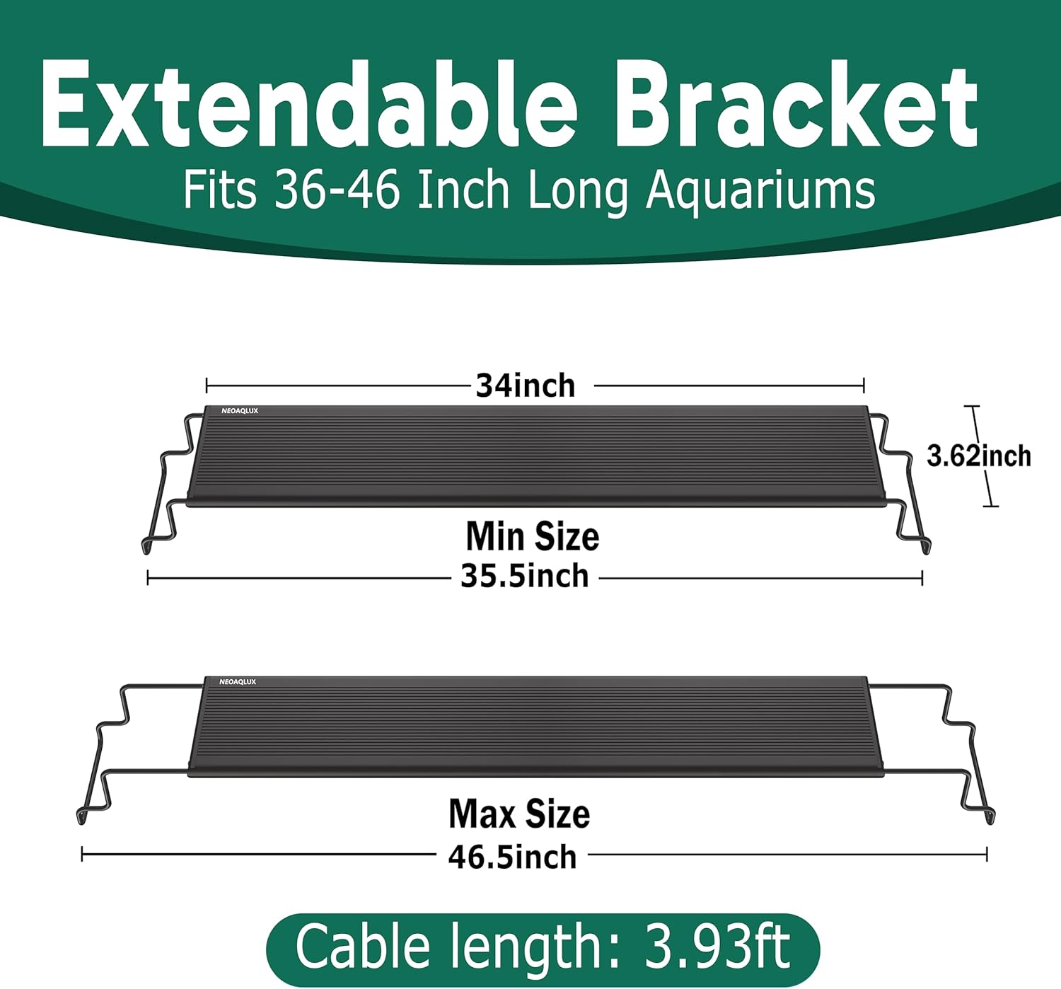 24/7 LED Aquarium Light for 36-46 Inch Plant & Fish Tank, 12-Color & Gradient & Full Spectrum with Auto On/Off, Brightness, Sunrise-Daylight-Moonlight, Extendable Brackets for Freshwater IP68