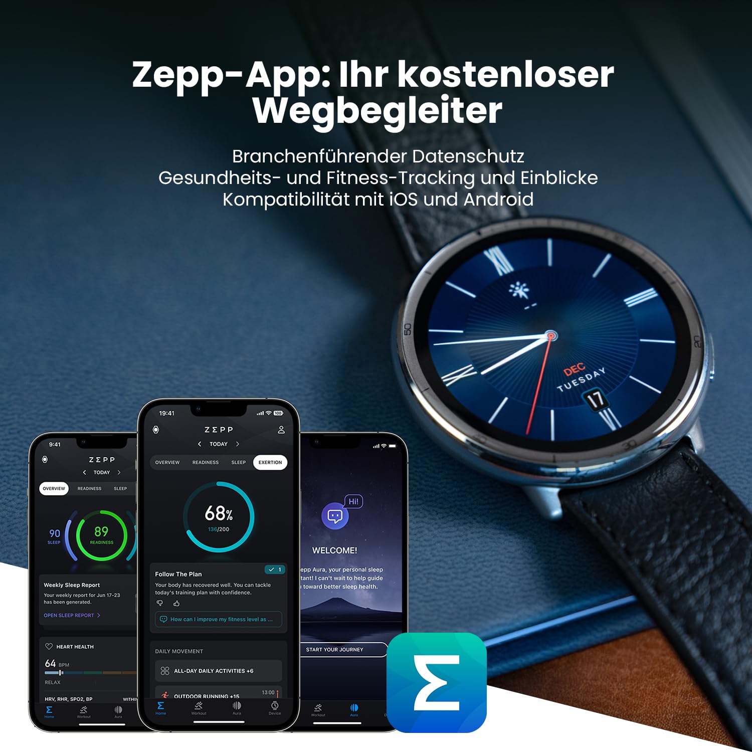Amazfit Active 2 Smart Watch 44mm NFC GPS 5 ATM wasserdicht Fitness Tracker 160+ Sportmodi 10 Tage Akku