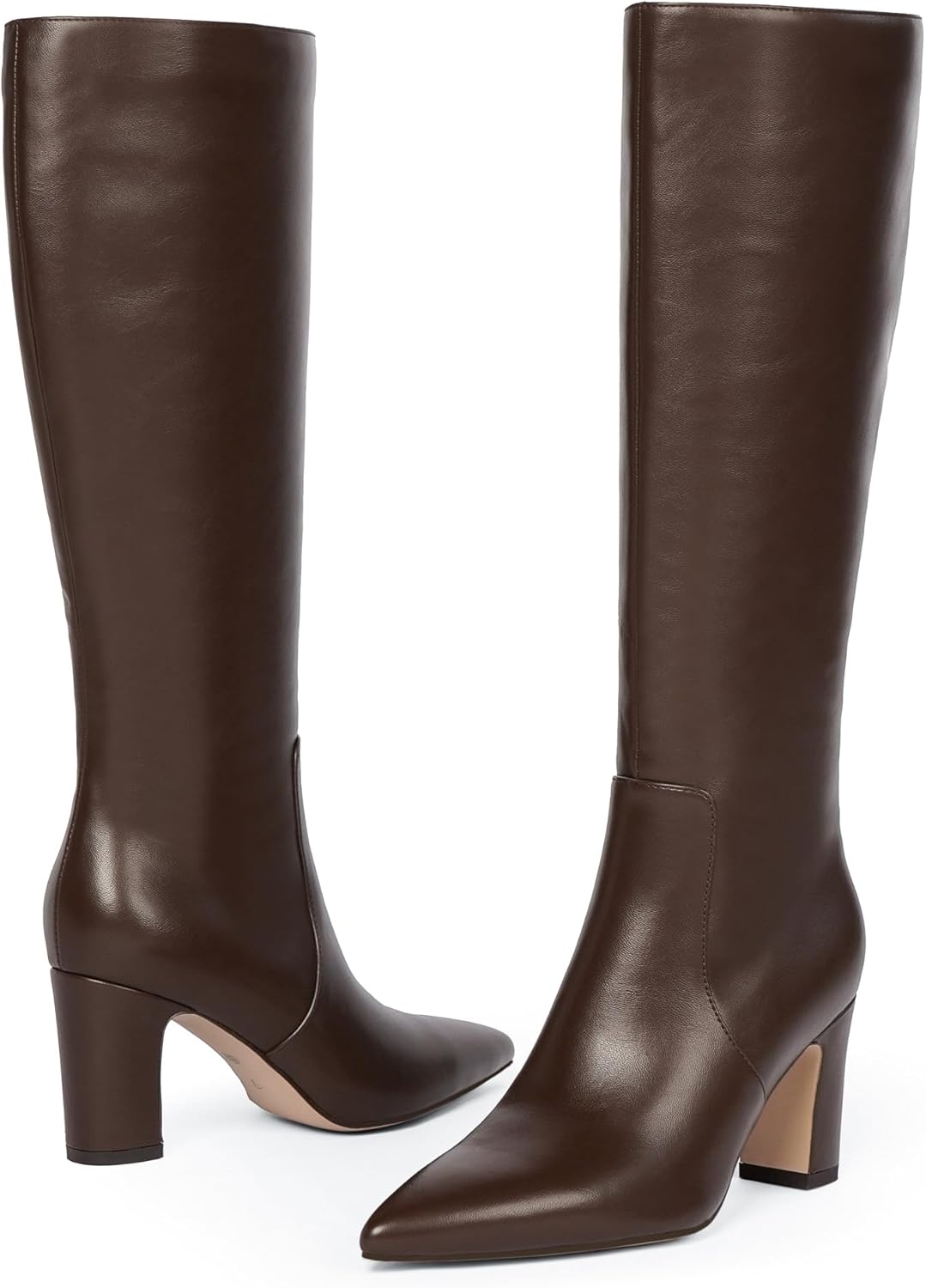 VIUGJNEX Knee High Boots for Women 3-Inch Chunky Heel Pointed Toe Side Zipper Fall Boots Dressy Comfortable Fashion