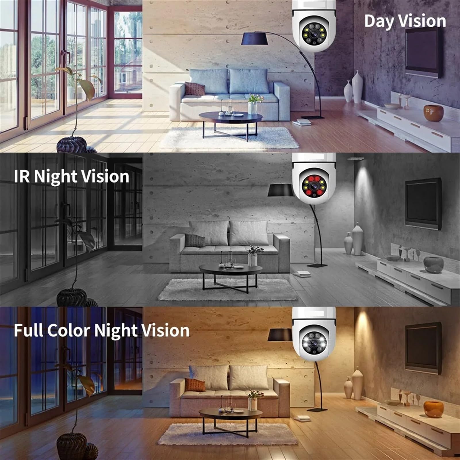 Telecamera Wifi Esterno, 1080P HD Wireless Lampadina Telecamera di sicurezza Visione notturna a colori Audio bidirezionale Tracciamento automatico Telecamera PTZ domestica ,Sicurezza, Antifurto(1080P