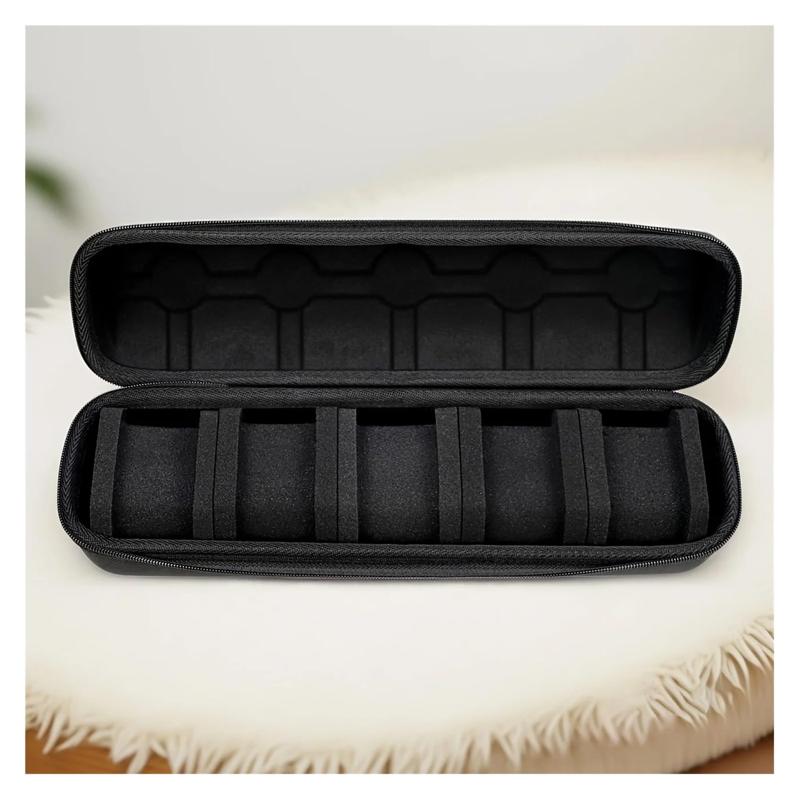 1 Stück 5-Slot Uhrengehäuse Hartschalen-Reise-Organizer mit Kisseneinsatz - Schwarz Geeignet for die Aufbewahrung von Smartwatches zur Aufbewahrung von Uhren