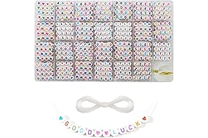 White Acrylic Letter Beads and Crystal Line for Jewelry Making