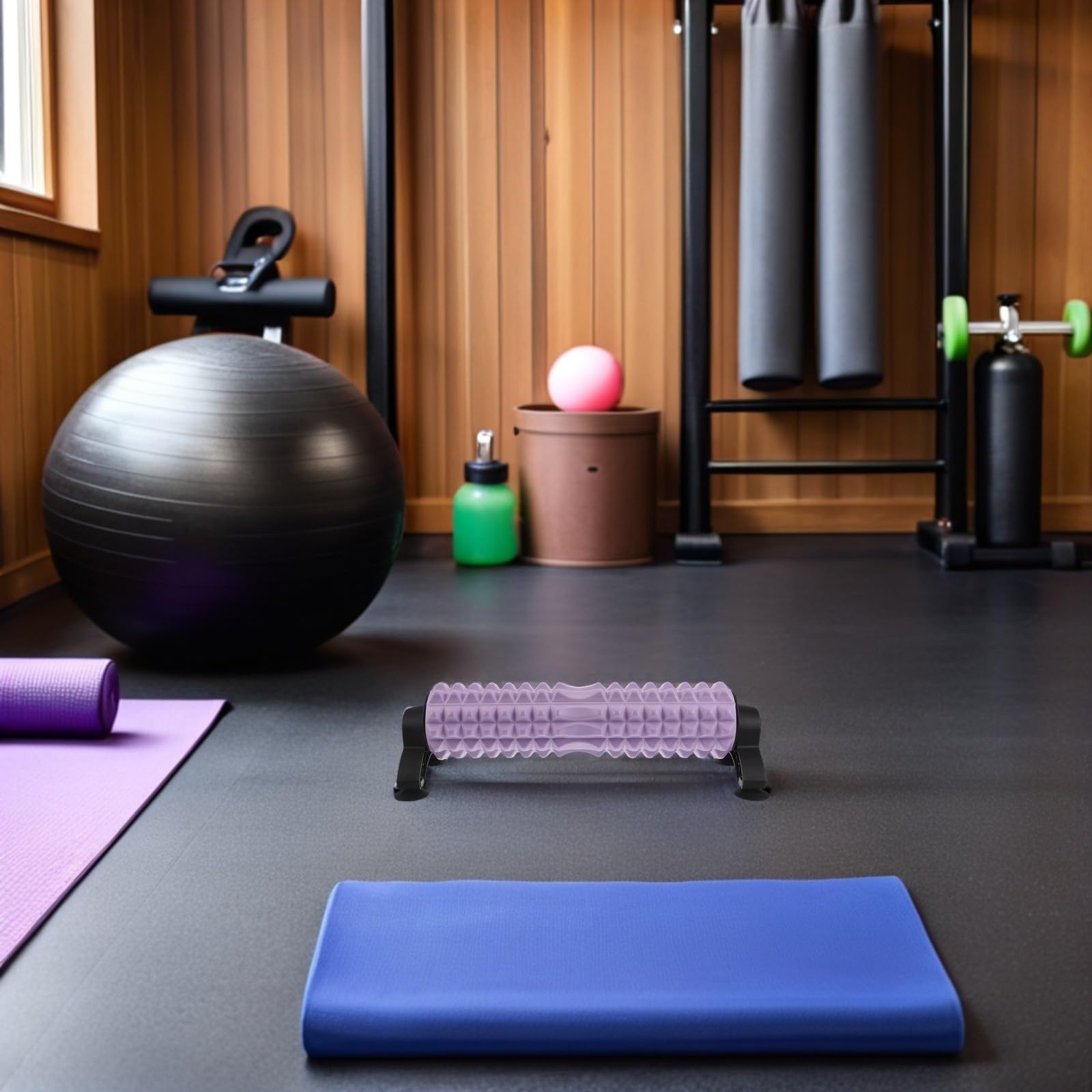 TOYANDONA Rullo di Schiuma Solido con Supporto per Massaggio Muscolare e Recupero, per Yoga e Allenamento, Realizzato in Schiuma e Plastica Resistente