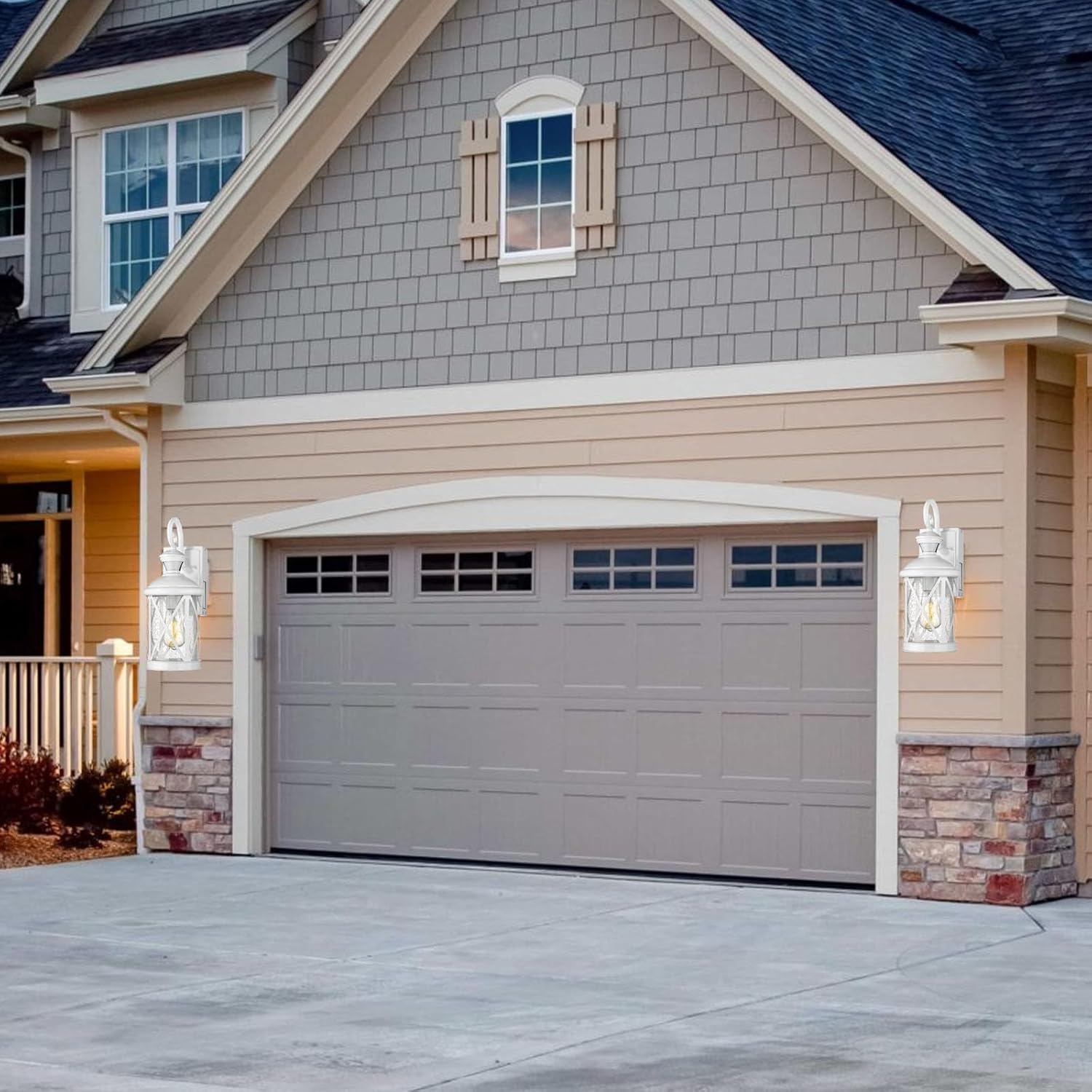 Darkaway Motion Sensor Outdoor Wall Light Dusk to Dawn Outdoor Porch Light with GFCI Outlet Waterproof Exterior Wall Sconce with Seeded Glass White Lighting Fixture for House Patio Garage