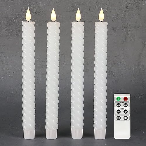Miniatura 9 de Rhytsing Velas cónicas sin llama con purpurina negra de 11 pulgadas con función de temporizador, velas a pilas para Halloween, juego de 8