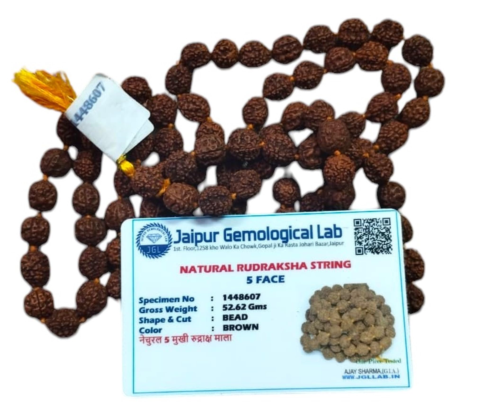 The 5 Mukhi Nepali Rudraksha Mala 108 Beads Original Certified | 5 Faces Rudraksha Mala | Natural Rudraksha Beads | with Certification | Best for Health and Wealth |(Brown)