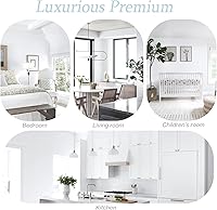 Vista 8 de Dimoon 236''x17.7'' White Thicken Peel and Stick Wallpaper Contact Paper Modern Self Adhesive Wall Paper Removable Renter Friendly Textured Solid