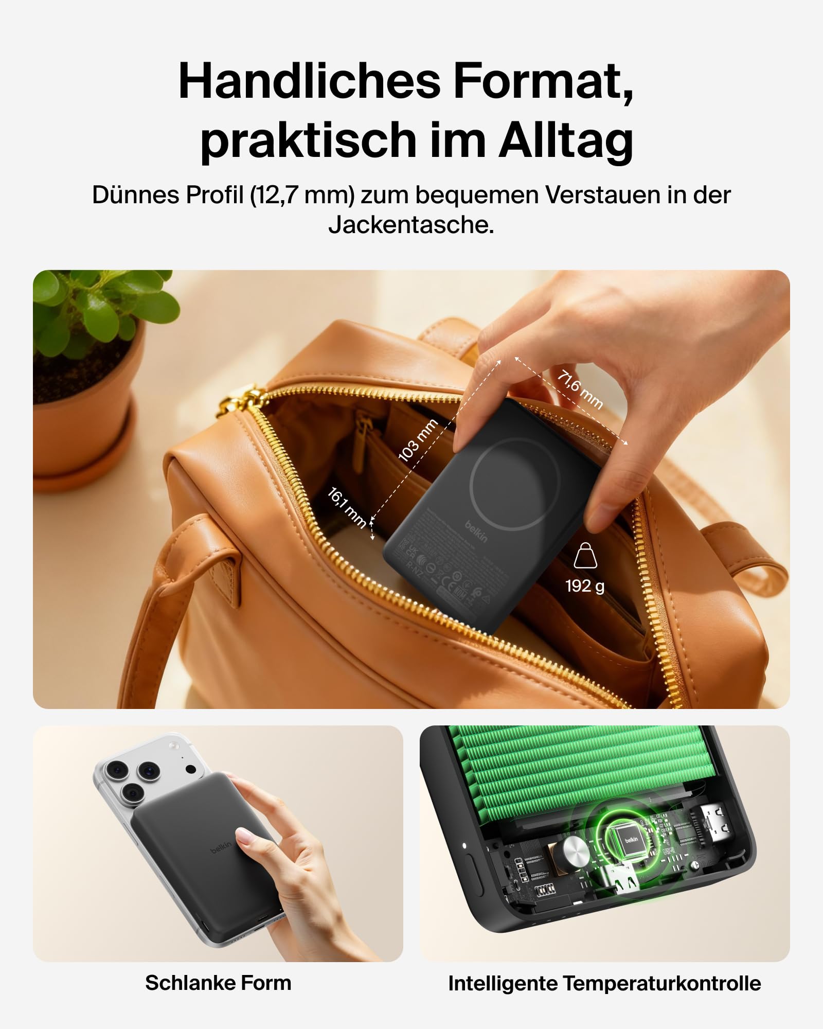 Belkin BoostCharge 10000mAh Magnetische Power Bank, 2 USB-C-Ports – Schwarz