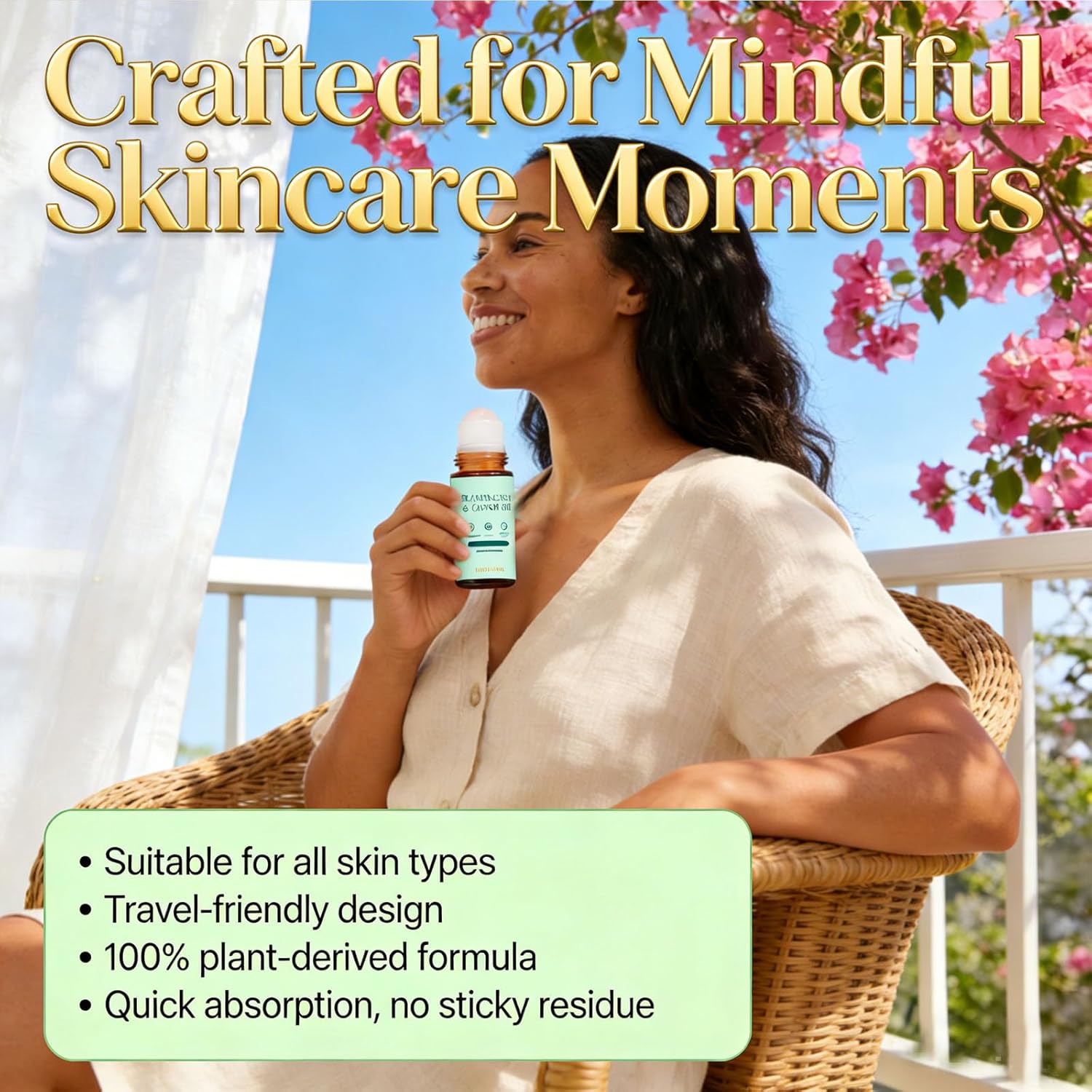 2PCS Frankincense and Castor Oil Roll On with Rose Quartz Roller - Organic Cold-Pressed Oil for Skin Care - Moisturizing Roll-On for Face & Neck - 50ML / 1.7OZ - Image 7