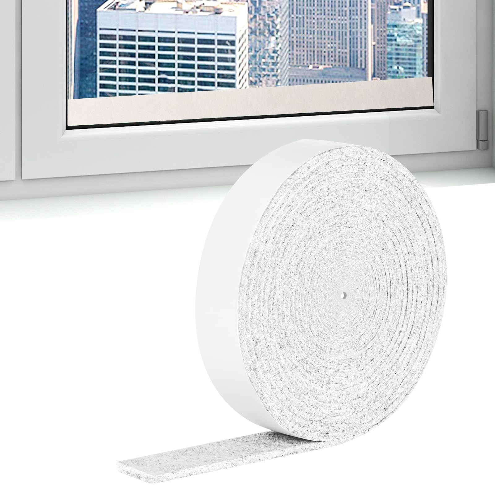 Kuhawl White Condensation Absorbers Strip, 6M×3.5Cm Window Drip Strip, Self Adhesive Felt Tape Moisture Absorber Reusable Moisture Absorbing Tape For Windowsills Glass Doors Air Conditioners