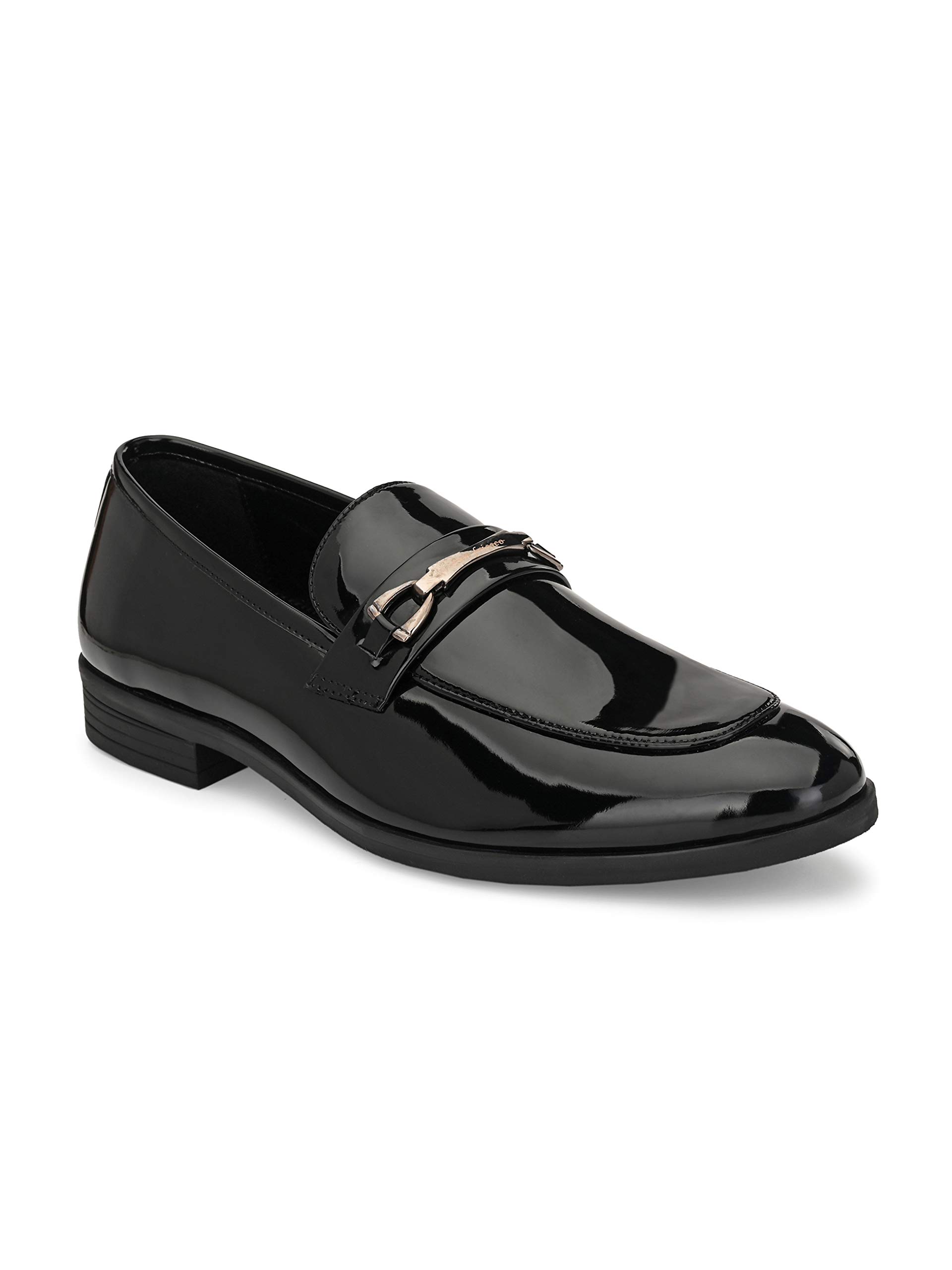 San Frissco Mens Loafers Glossy Trending Shoes with Buckle/Textured Formal Shoe for Office, Slip-On Loafers/Stylish Lightweight and Comfortable Shoes - 6 (Black) (B0D6C6R3LS) Amazon Price History, Amazon Price Tracker