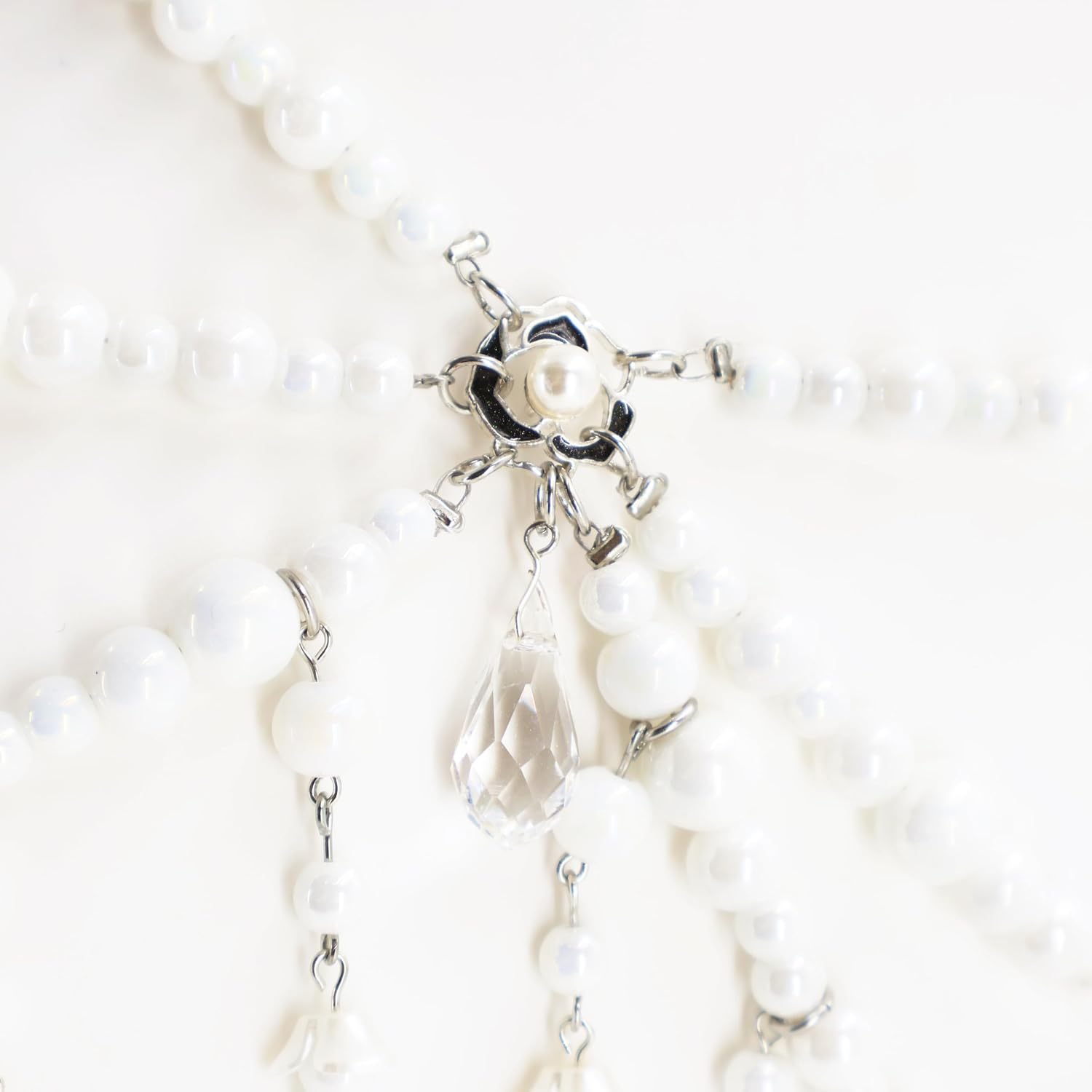 White Pearl Waist Chain Body Jewelry, Multi-Layer Beaded Belt with Dangling Charms, Belly Chain Accessory, sexy clothing accessories, wedding dress jewelry