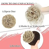 Vista 3 de 5 piezas de moños de pelo desordenado para mujeres, scrunchies, extensión de cola de caballo con banda elástica de goma, piezas de cabello
