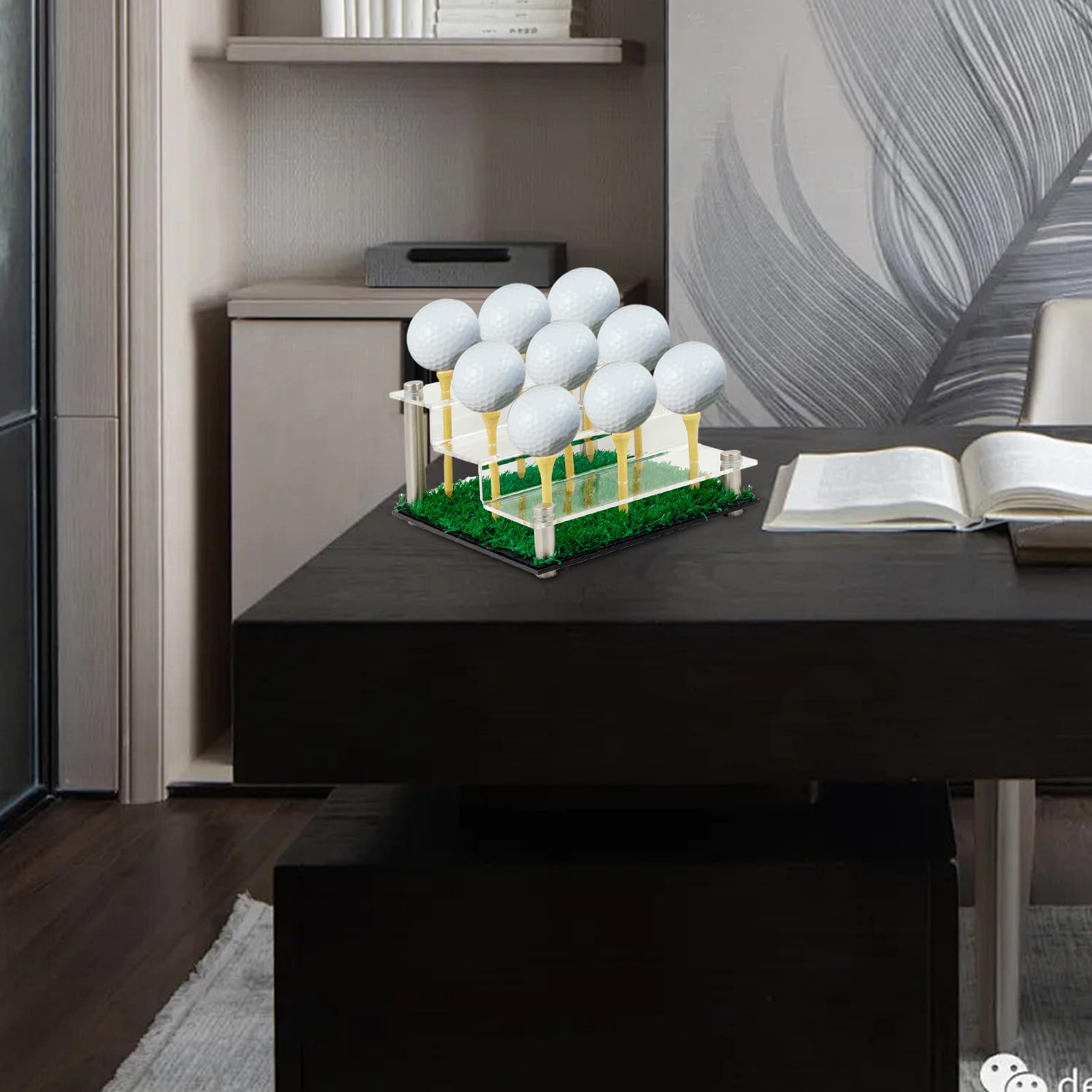Golfball -Display -Hülle - Clear Acryl Golf Ball Stand Würfelhalter Mit Rasenbasis | Staubschutz Transparenter Aufbewahrungsbox Für Einzelne Softball -Souvenir -Tennissammlungen Lacrosse Platzierungsc