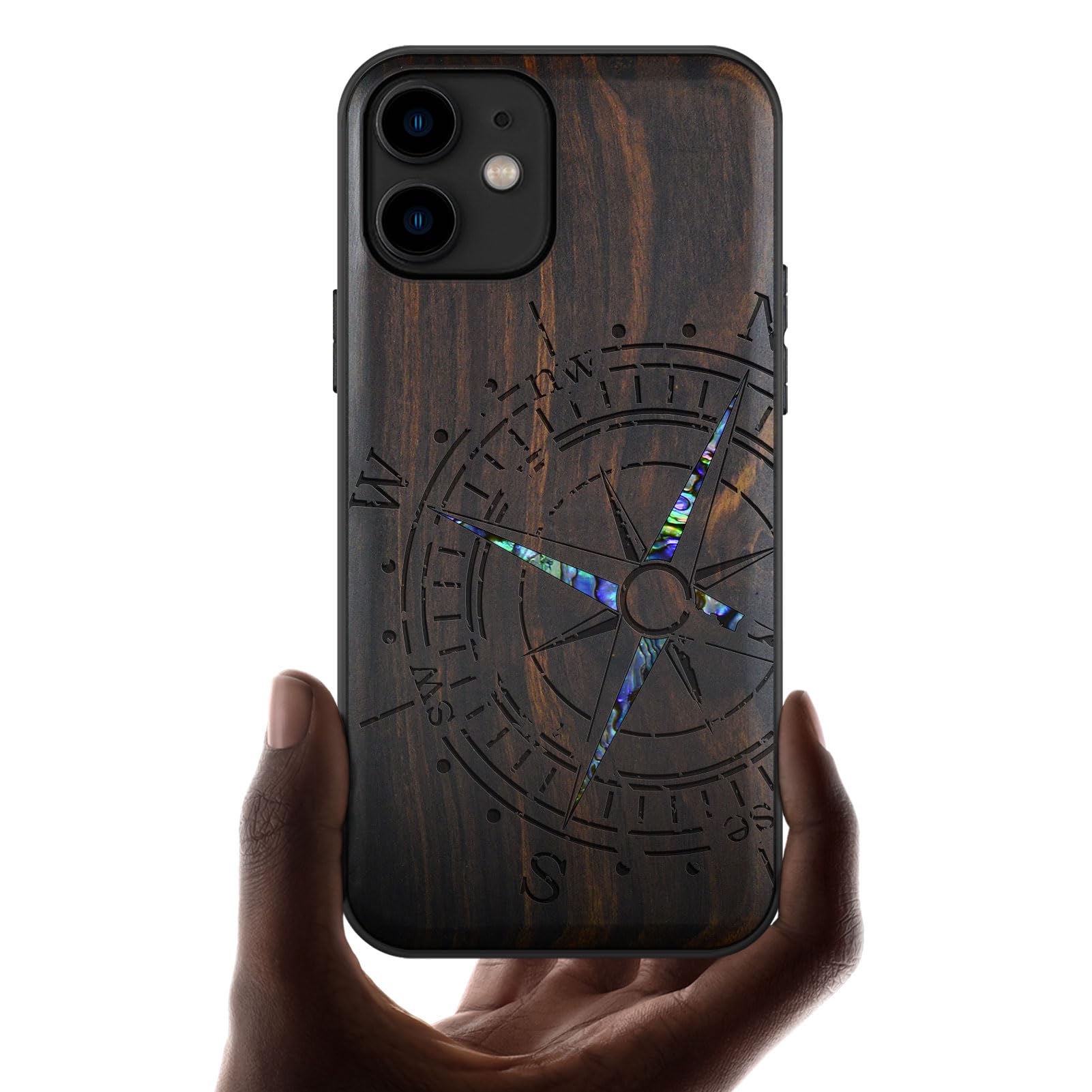 Carveit Funda Protectora De Madera De Diseñador Para IPhone 11 [ Grabado De Madera E Incrustaciones De Carcasa] Compatible Con IPhone 11 (lagos Y Montañas, Madera Roja