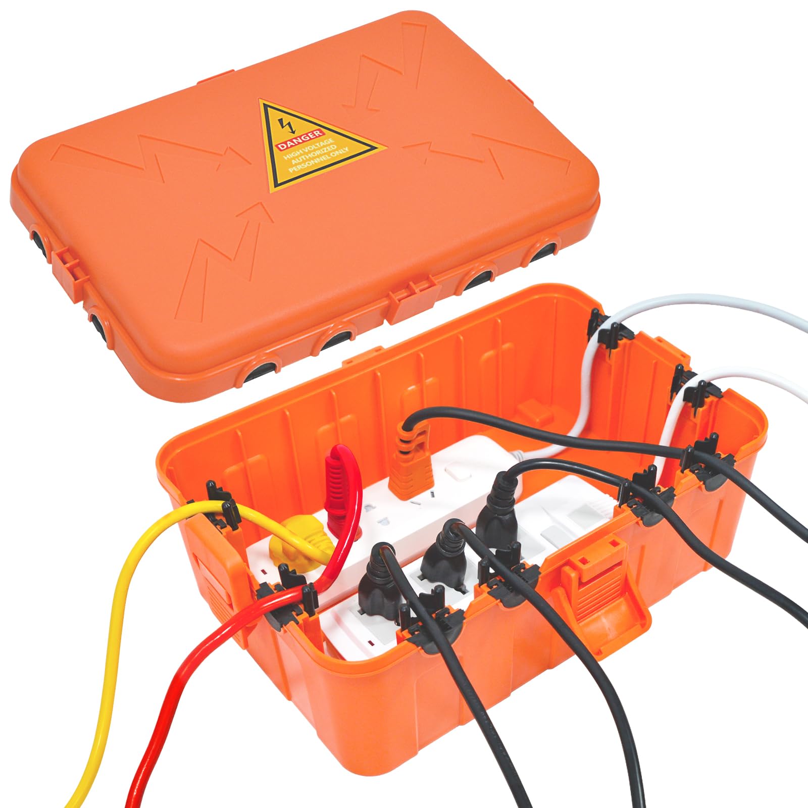 Hrensaw Large Outdoor Electrical Box(12.5x8.5x5inch),IP54 Waterproof Outdoor Outlet Covers,Weatherproof Extension Cord Covers Protect Outlet,Plug,Timer,Power Strip,Holiday Light,Orange