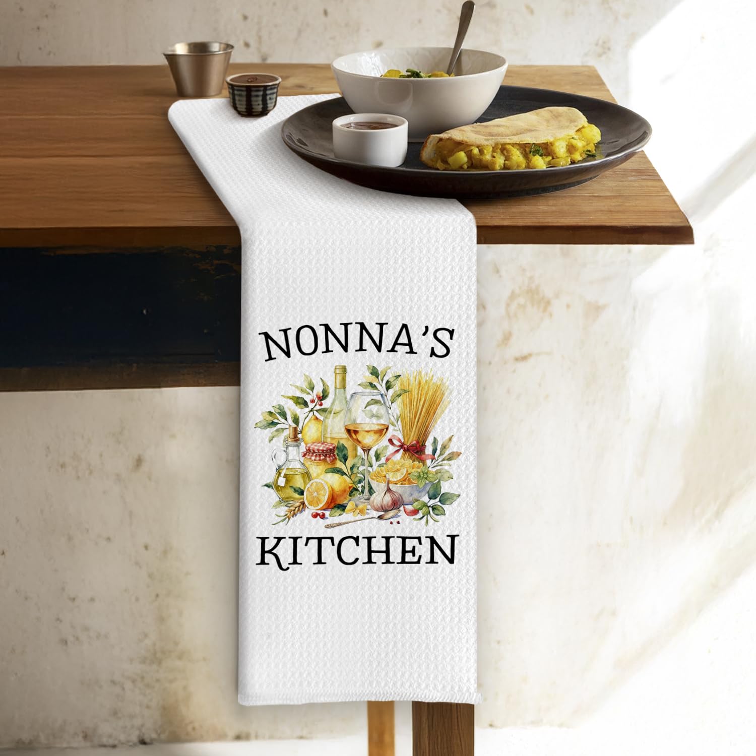 Nonna's Grandma Kitchen Towels, Italian Grandma Gifts from Grandkids Dish Tea Towels, Nonna Grandmother Gifts for Birthday Christmas Decorative Hand Towel for Kitchen, 16x24 Inch