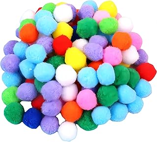 luvilly300 Pcs 1 Inch Soft Pom Pom Balls, Fluffy Craft Supplies Multicolor Pompoms, Fuzzy Puff Balls for DIY and School Activities