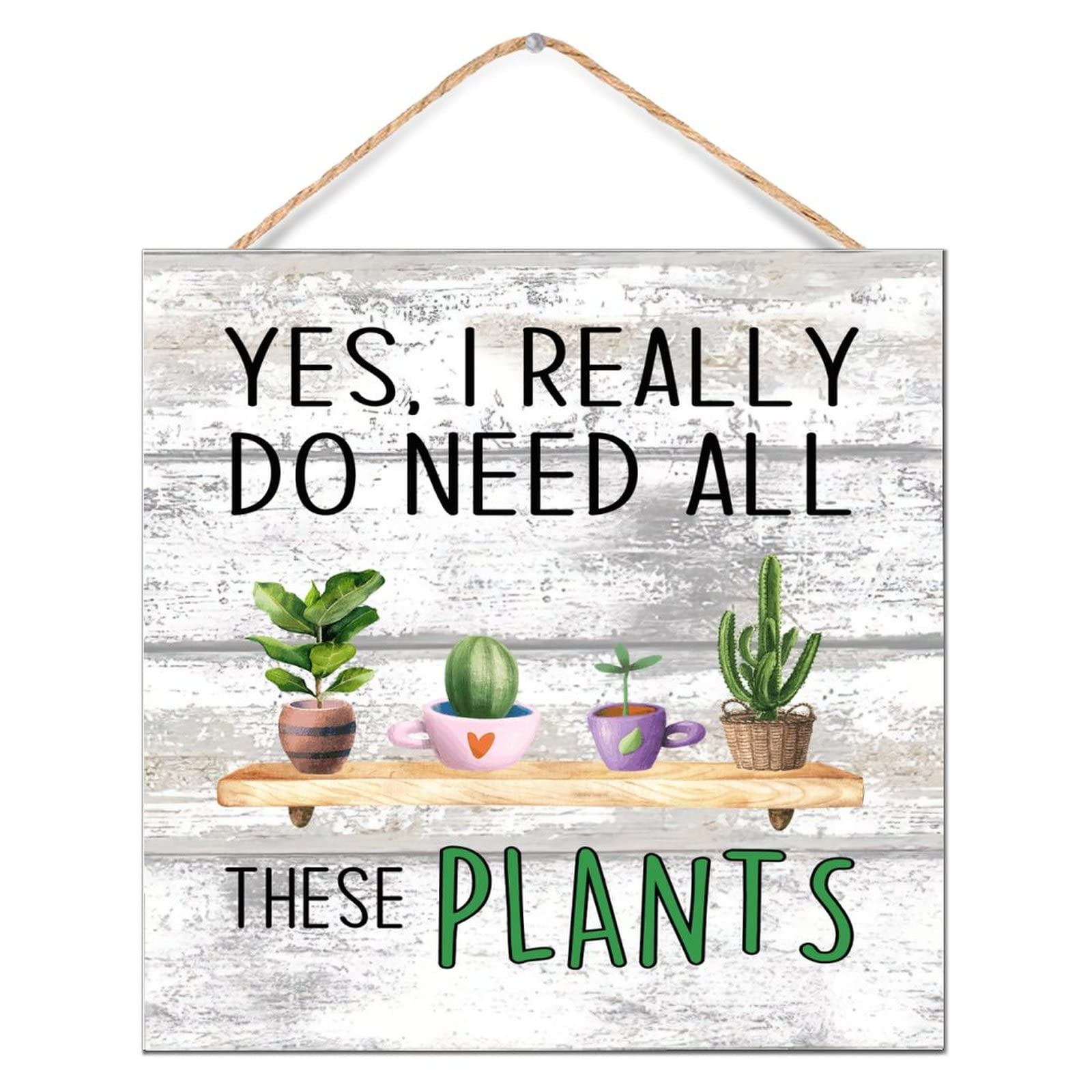Panneau en bois avec inscription pour la décoration d'intérieur des amateurs de plantes 30x30 cm
