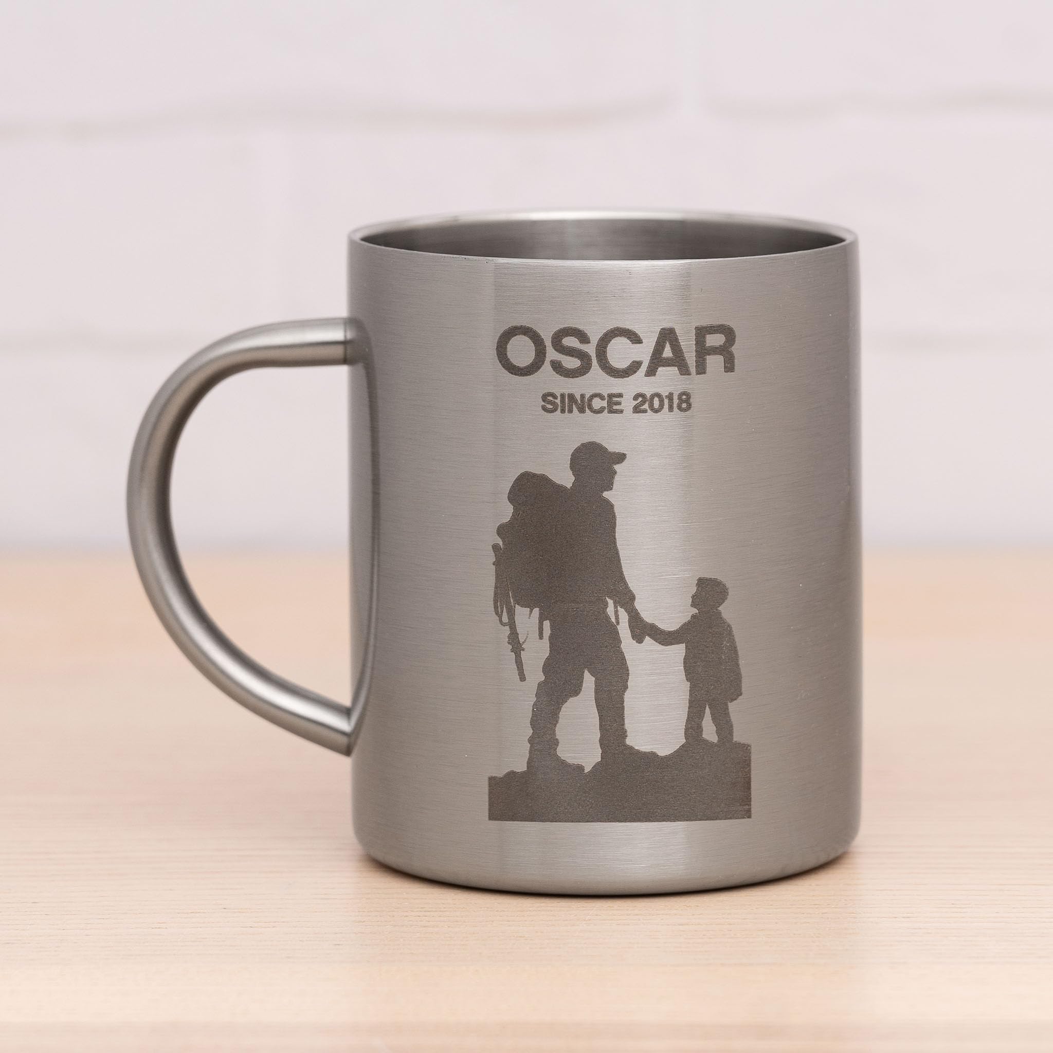 Wanapix | Engraved Steel Mug with 33 cl Capacity | Personalised with Laser Engraving | Camping and Hiking Mug | Engrave Any Text or Image