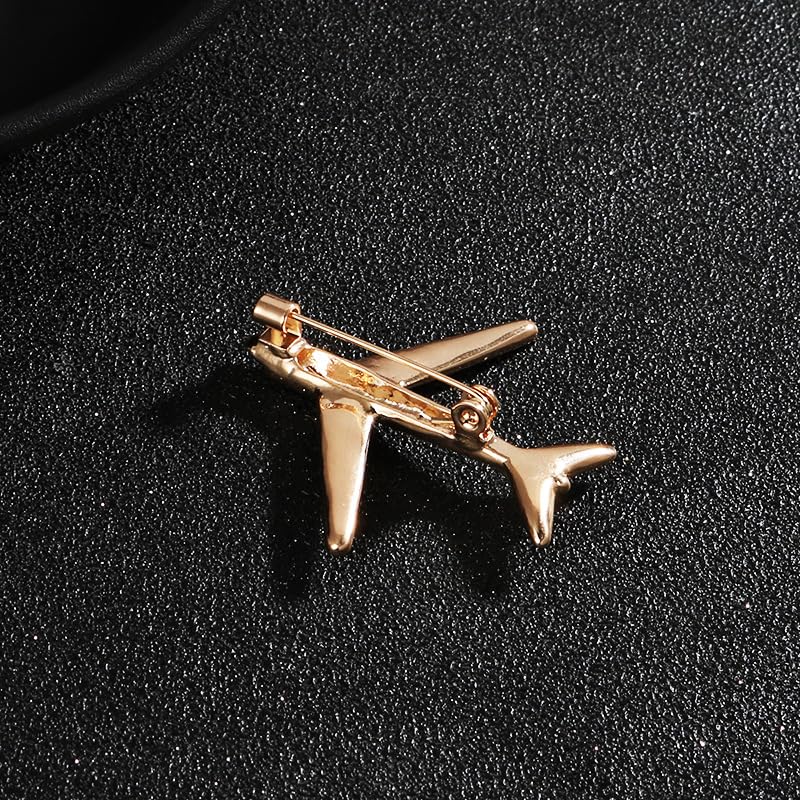 Image of Airplane Brooch Pin for Women Men Crystal Aircraft Lapel Pin Plane Safty Pin for Clothing Hat Bag Badges